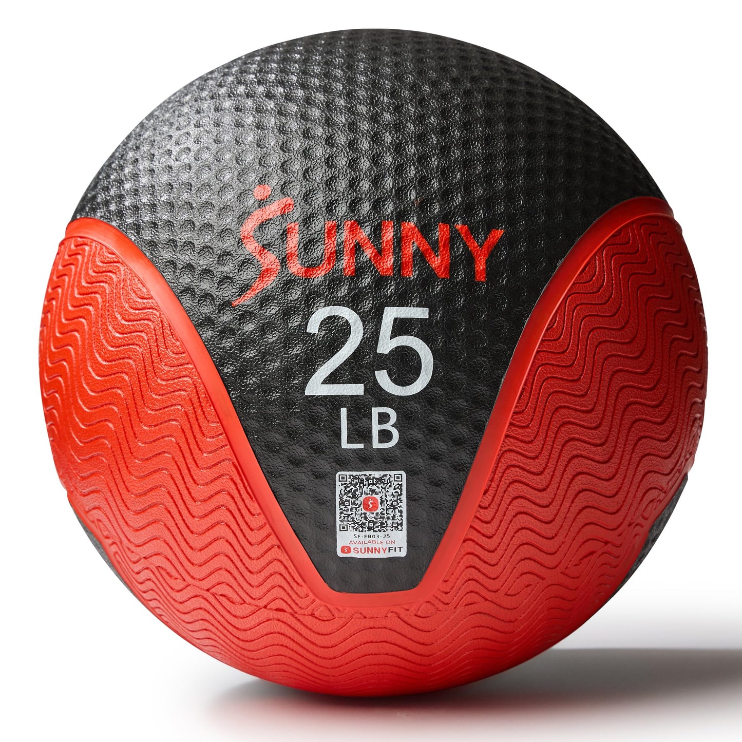 Sunny Health & Fitness 25LB Medicine Ball, Textured Rubber, Core Strength & Balance Training, Bouncing, Weight for Home Workouts SF-EB03-25