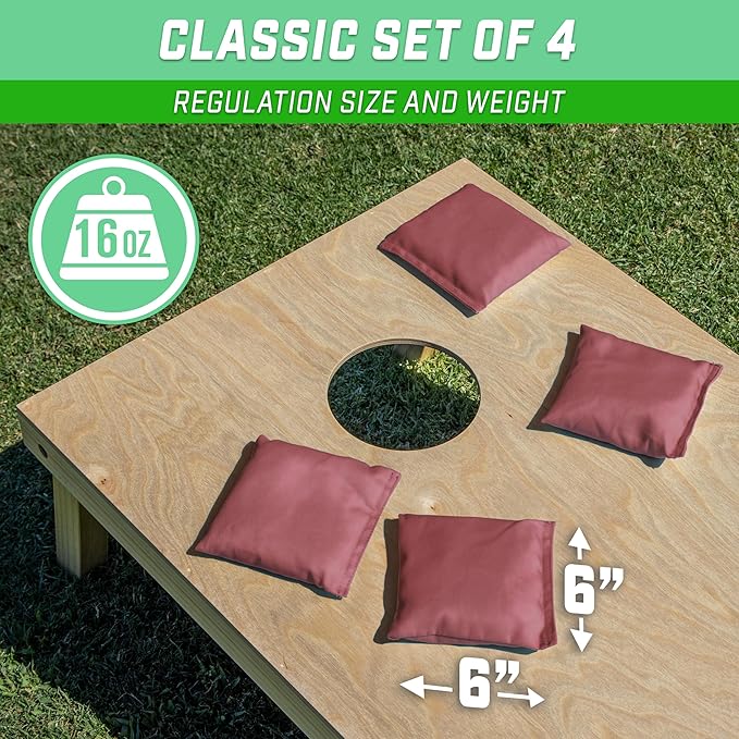 GoSports Classic Cornhole Bean Bags Set of 4-16 Colors Available - Regulation All Weather, Mix and Match