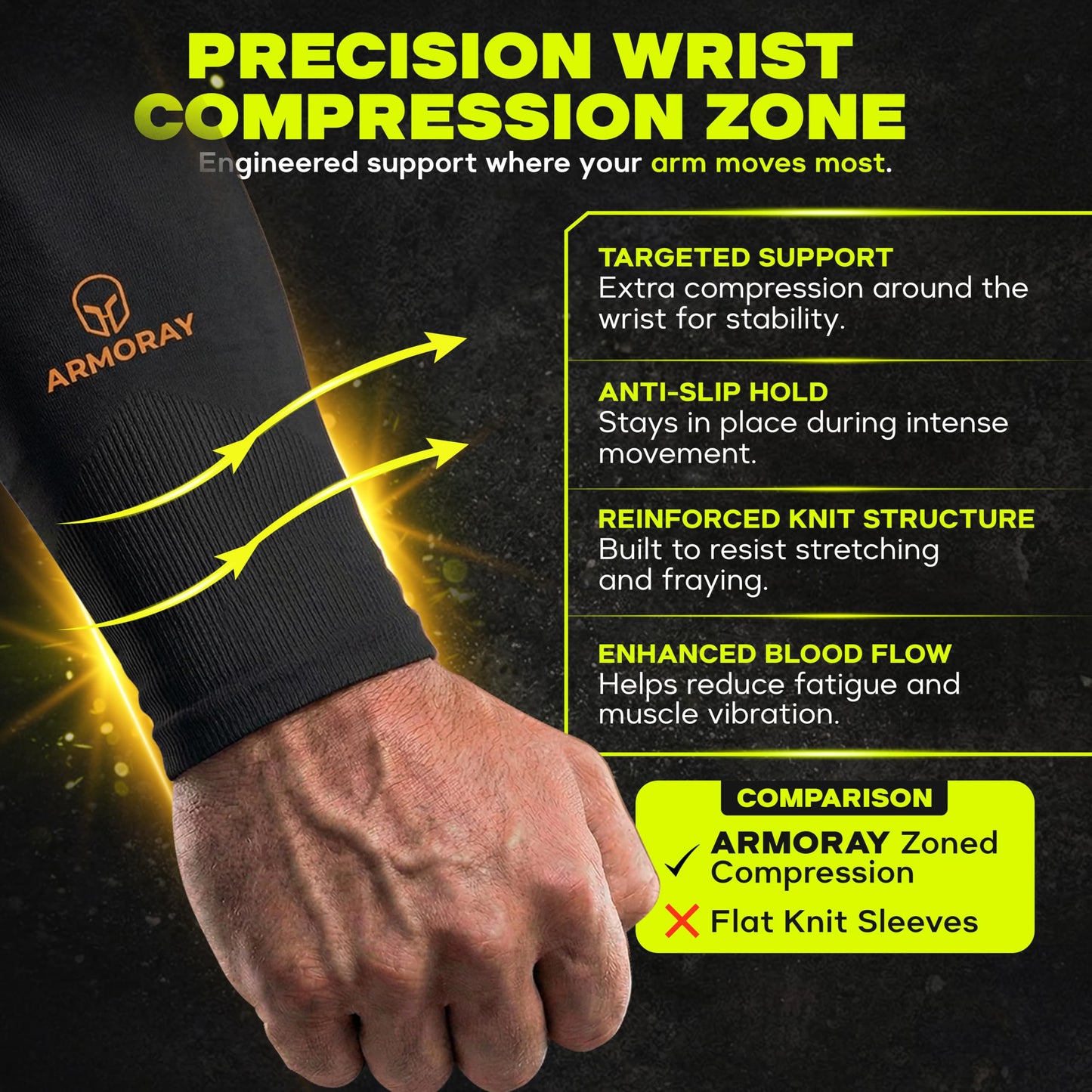 ARMORAY Arm Sleeves for Men & Women - 4 Pair UV Sun Protection Cooling Compression - Tattoo Cover Up Sleeve for Daily Wear & Work (Black)