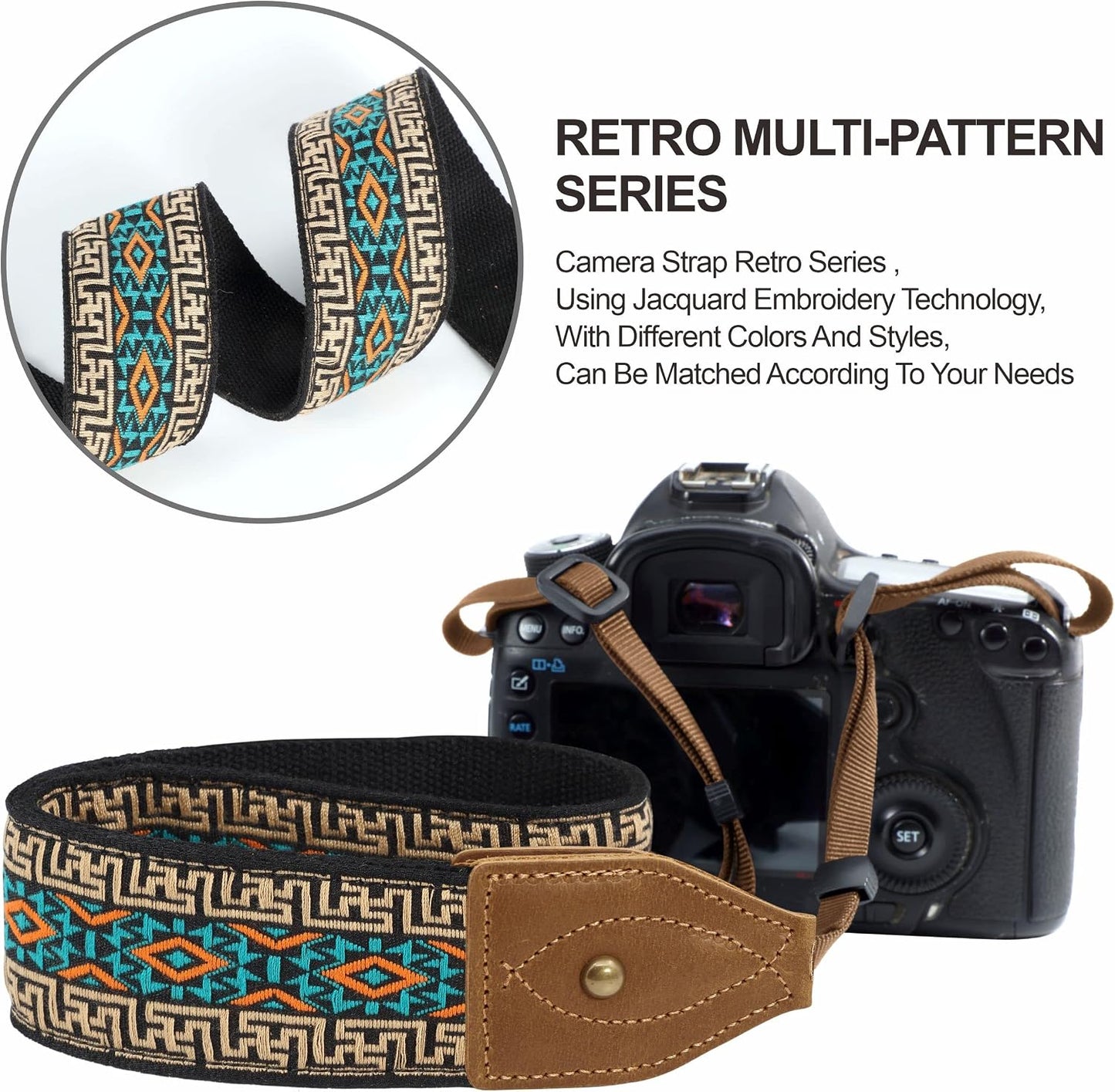 2" Padwa Lifestyle Wide Classic Crazy Horse Art Cowhide Head Cotton Camera Straps for Photographers