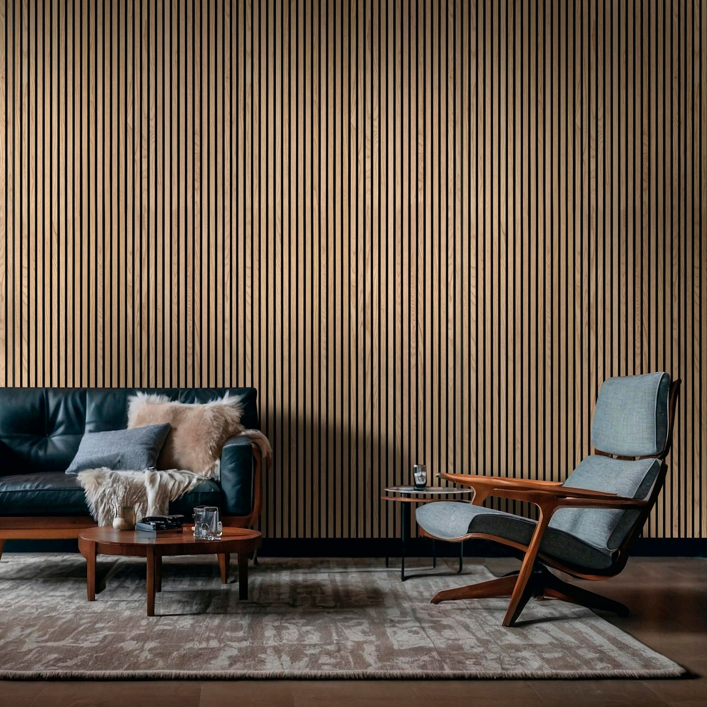 MSI 4-Pack Acoustic Wood Slat Wall Panels for Interior Decor, 3D Fluted Sound Absorbing Wood Paneling for Accent Wall Ceiling Kitchen Living Room Bedroom, Eco-Friendly MDF - 9.5 in. x 94.5 in. Natural