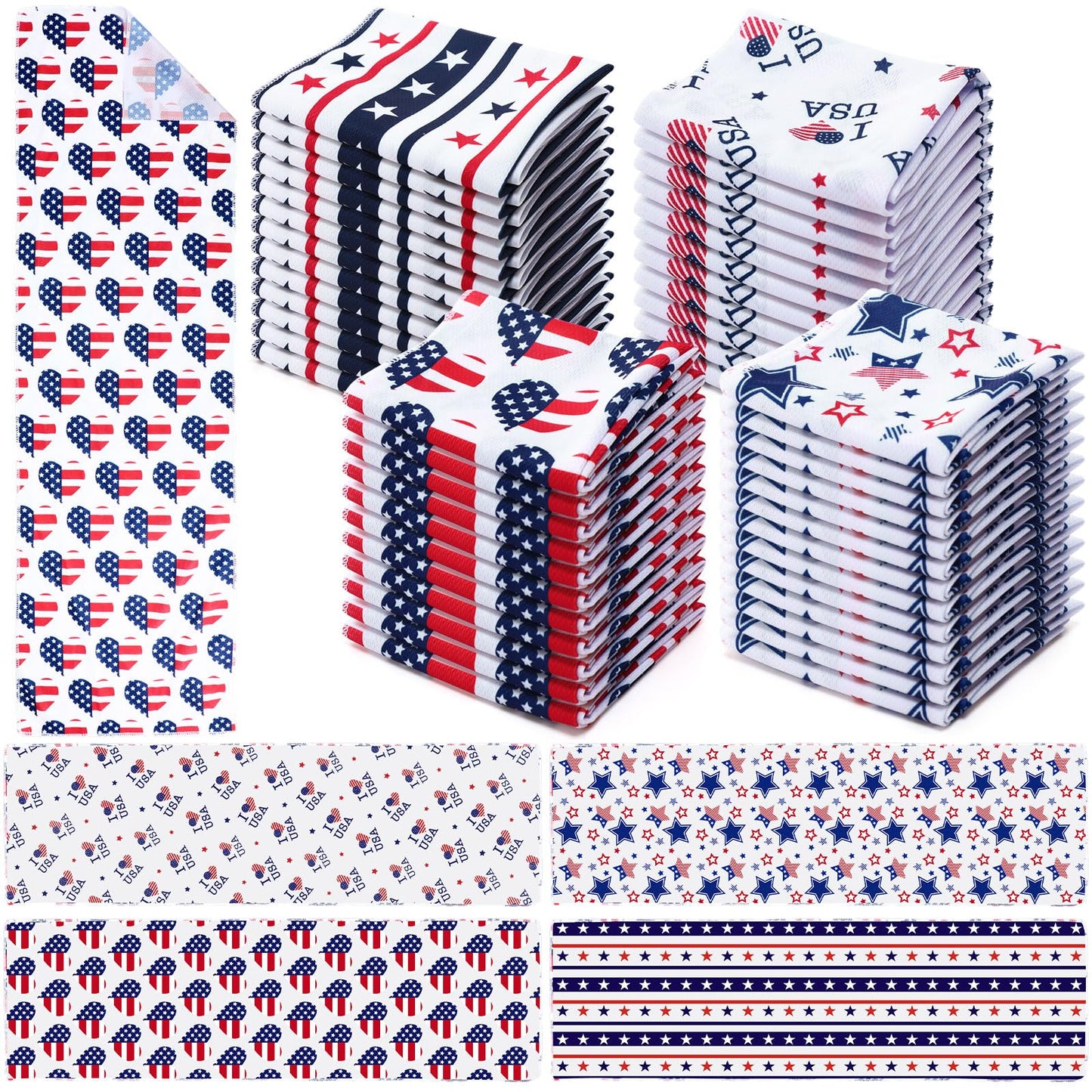 24 Pack Patriotic Cooling Towel Bulk with American Flag 40" x 12" 4th of July Neck Cooling Towel Sweat Rags Soft Breathable Chilly Neck Wraps for Face Outdoor Sport Running Yoga Baseball Golf
