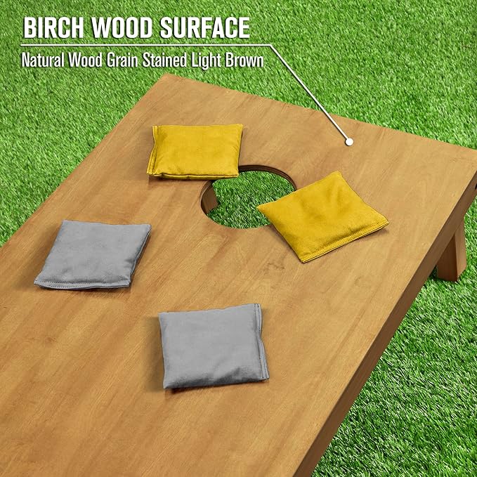 GoSports 4 ft x 2 ft Regulation Size Wooden Cornhole Boards Set - Includes Carrying Case - Full Regulation Size Bean Bag Toss Boards