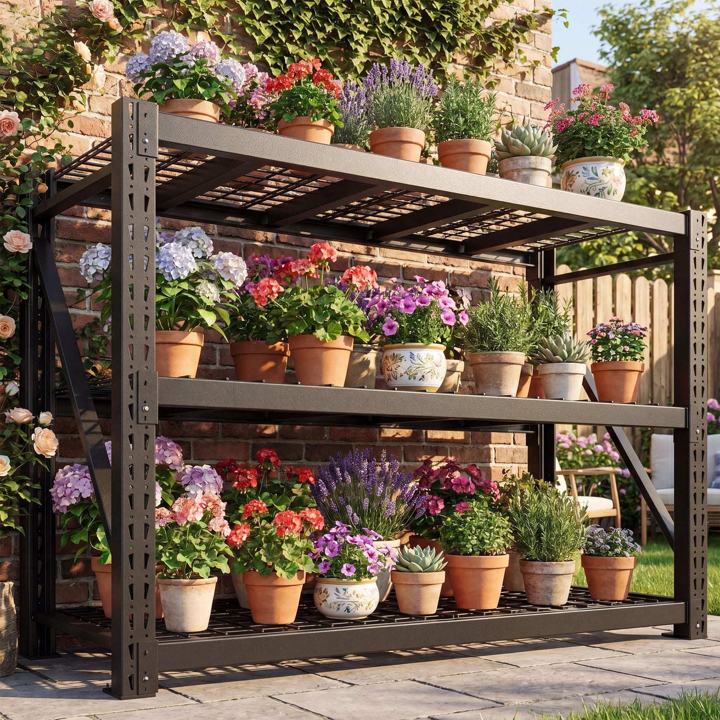 Bepatio 8250LBS Heavy Duty Garage Shelving,Storage Shelves Industrial Metal Shelving, 3-Tier Adjustable Shelves for Factory Warehouse Shop Storage Room 24" D × 60" W × 66" H, Black