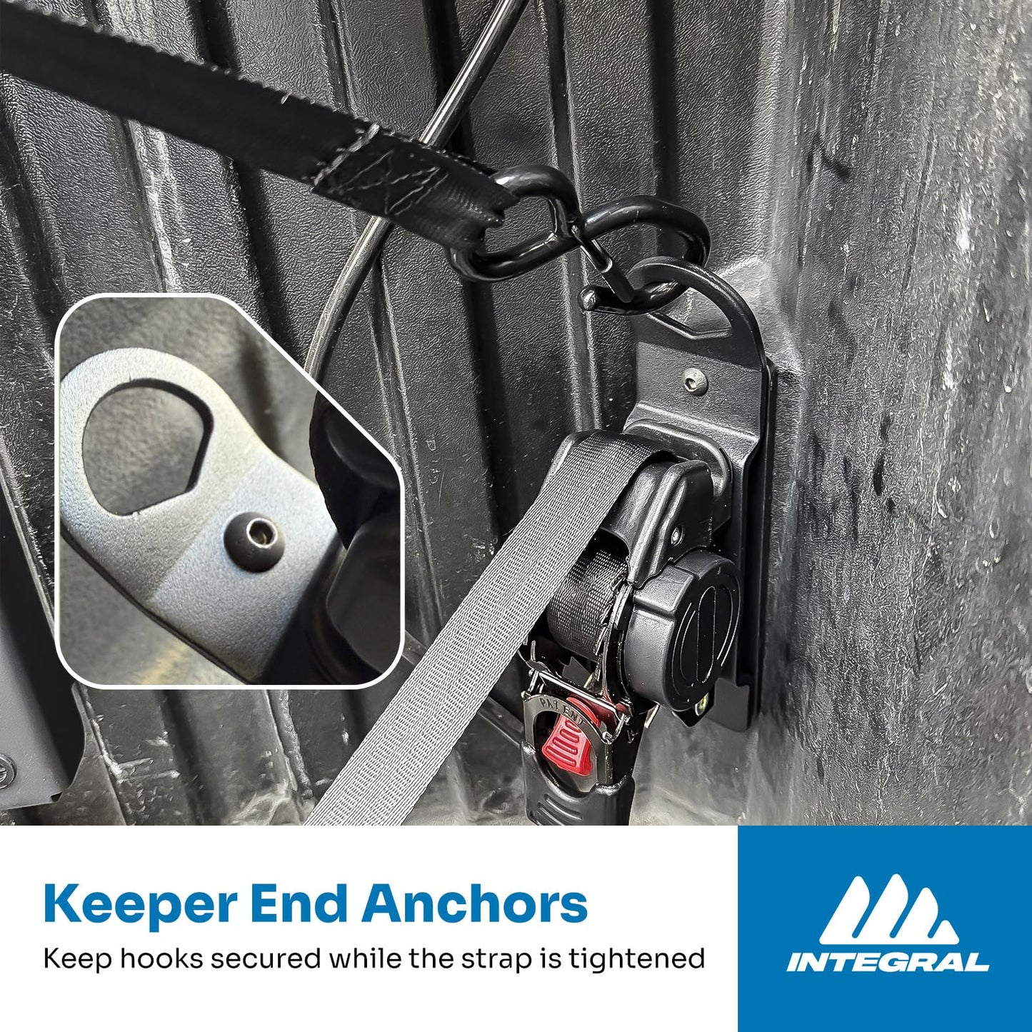 Integral Straps - Four Pack - Bed Mounted Retractable Tie Down Straps - Compatible with RAM 2500/3500 (2019+)