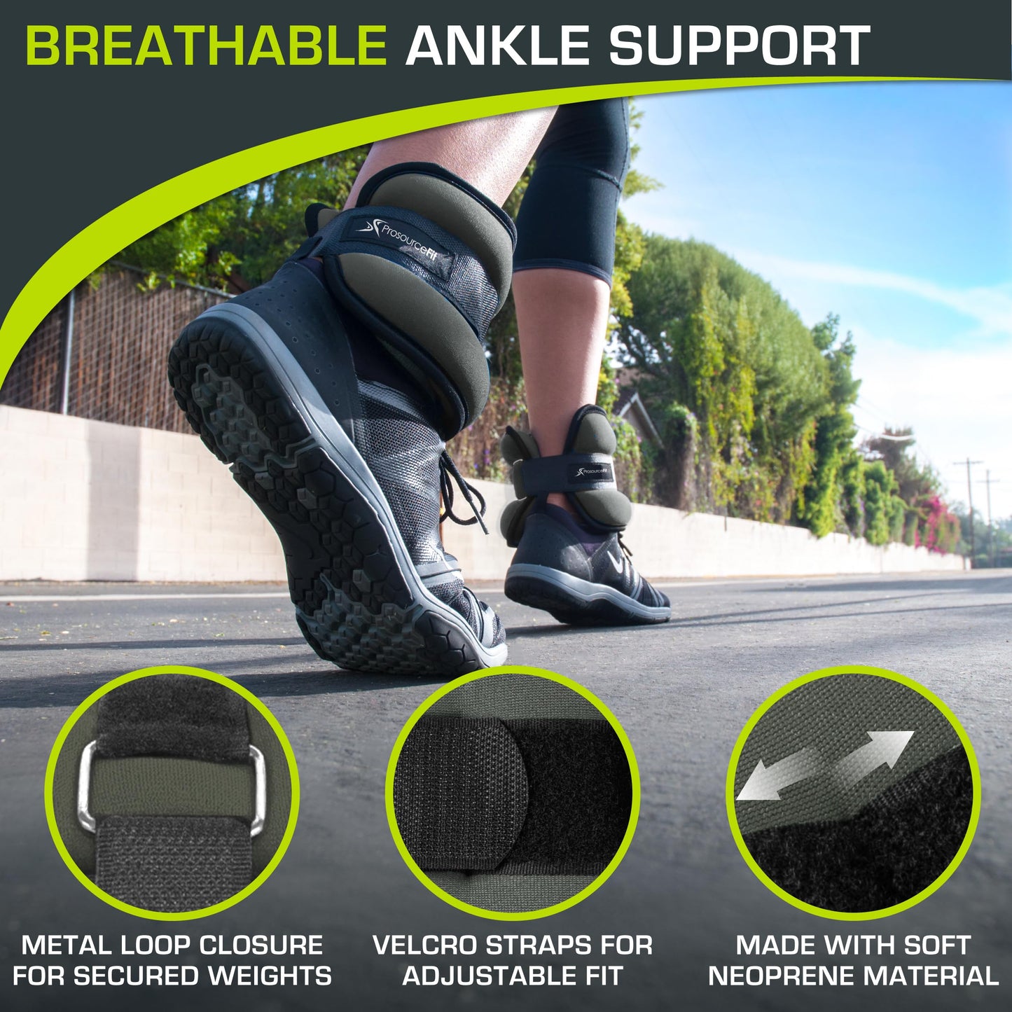 ProsourceFit Ankle, Wrist, Arm, and Leg Weights for Men and Women, Set of 2, 2lb each, Gray