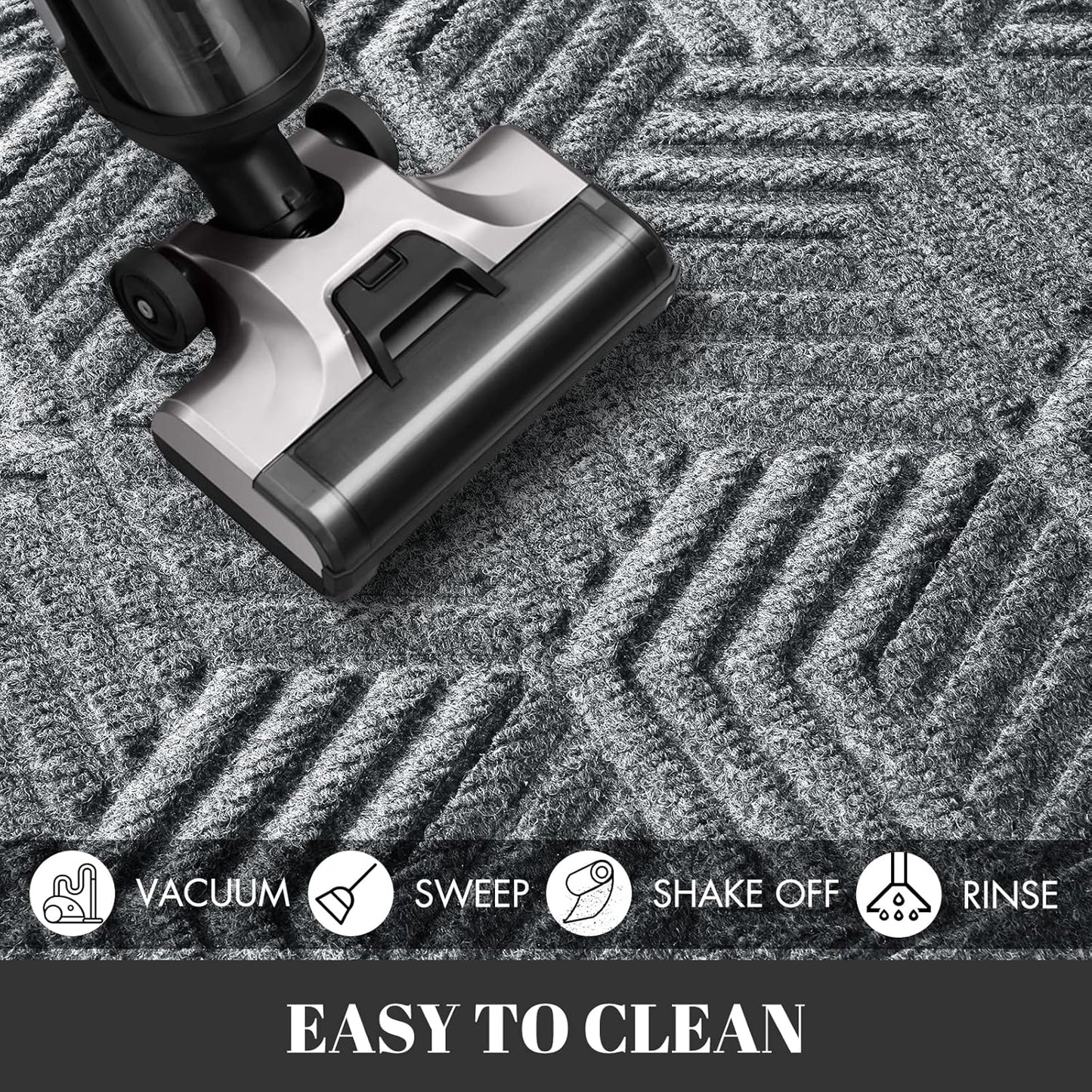 Yimobra Large Door Mat - All-Season Waterproof Outdoor Mat with Drainage Holes | 36x24, Heavy Duty Non-Slip for Entryway, Black Gray