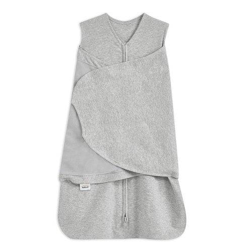 HALO 100% Cotton Sleepsack Swaddle - 3-Way Adjustable Wearable Blanket, TOG 1.5, Heather Grey, Small (3-6 Months)