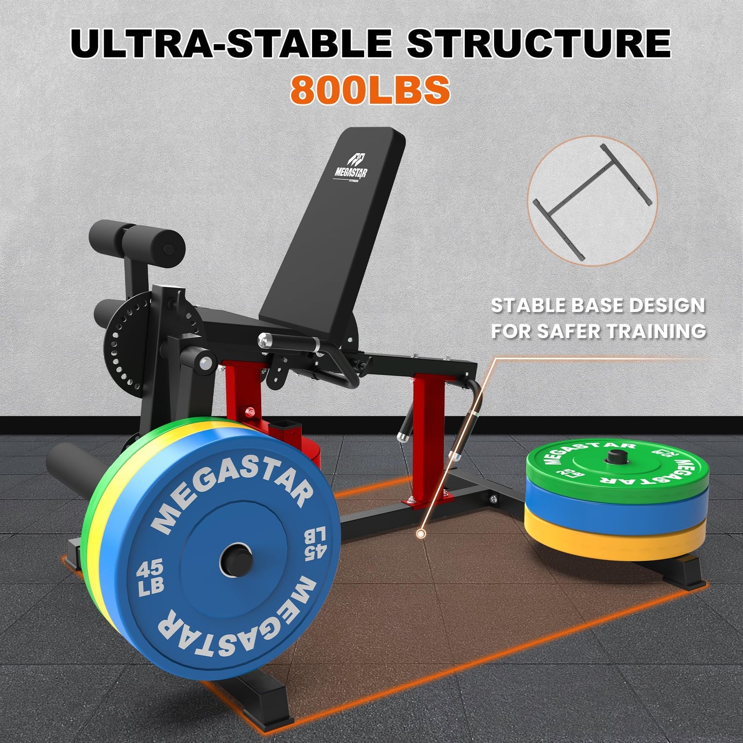 Leg Extension and Curl Machine, 3-in-1 Leg Machine with Adjustable Back, 800LB Capacity Leg Workout Equipment with Leg Holder for Small Spaces