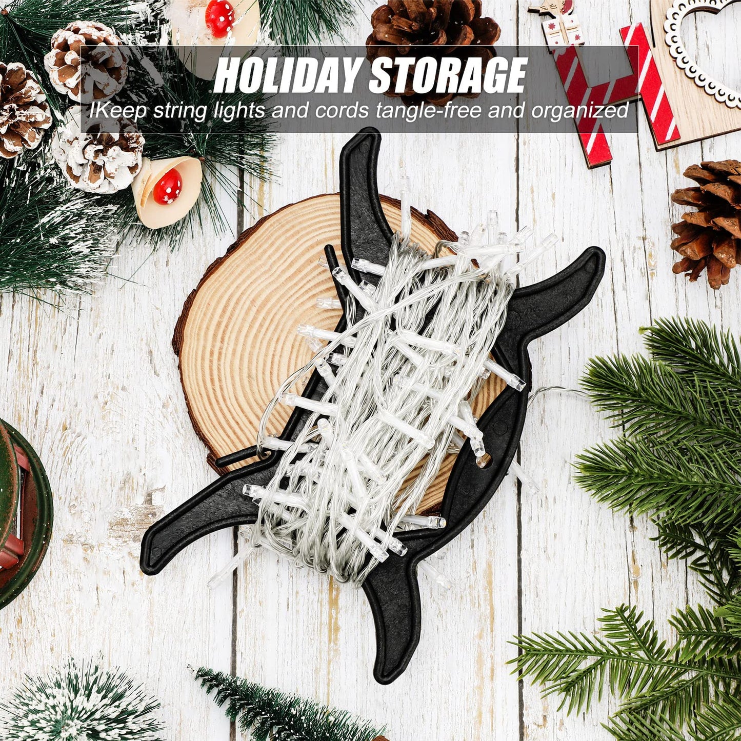 10 Pcs All Purpose Light Storage Holder Black Extension Cord Wrap Storage Reels Holiday Light Wire Spool Organizer and Hose Wind up for Cord Wire Garland