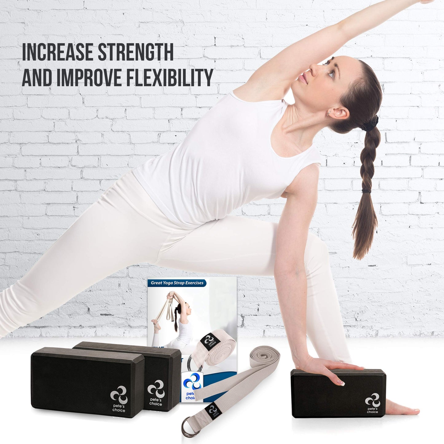 2 Yoga Blocks + 2 Yoga Straps - Starter Kit for Beginners. Great for Home indoor exercises