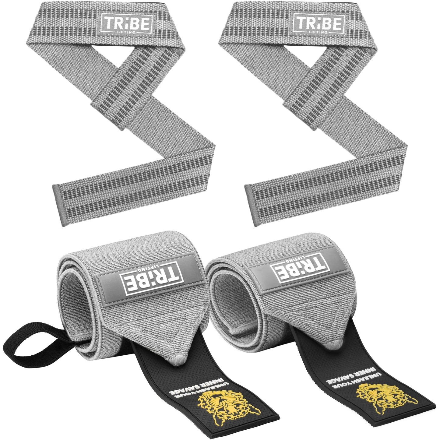 Tribe Lifting Wrist Wraps and Lifting Straps for Weightlifting - Heavy Duty Wrist Straps for Weightlifting Men - Gym Wrist Wraps for Bench Press, Deadlift Straps for Weight Lifting Accessories