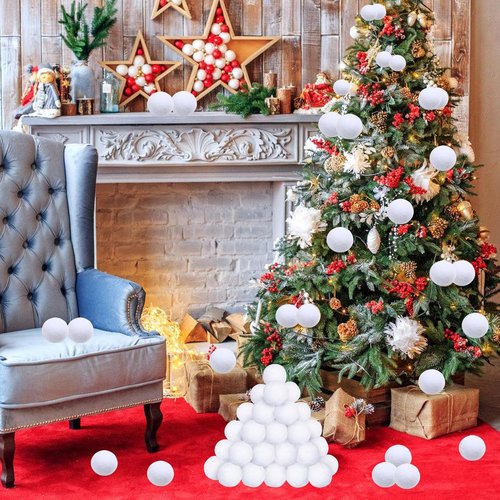Fake Snowballs - 50 Pcs Soft Artificial Snowballs for Kids | Indoor & Outdoor Fun with Christmas Stickers