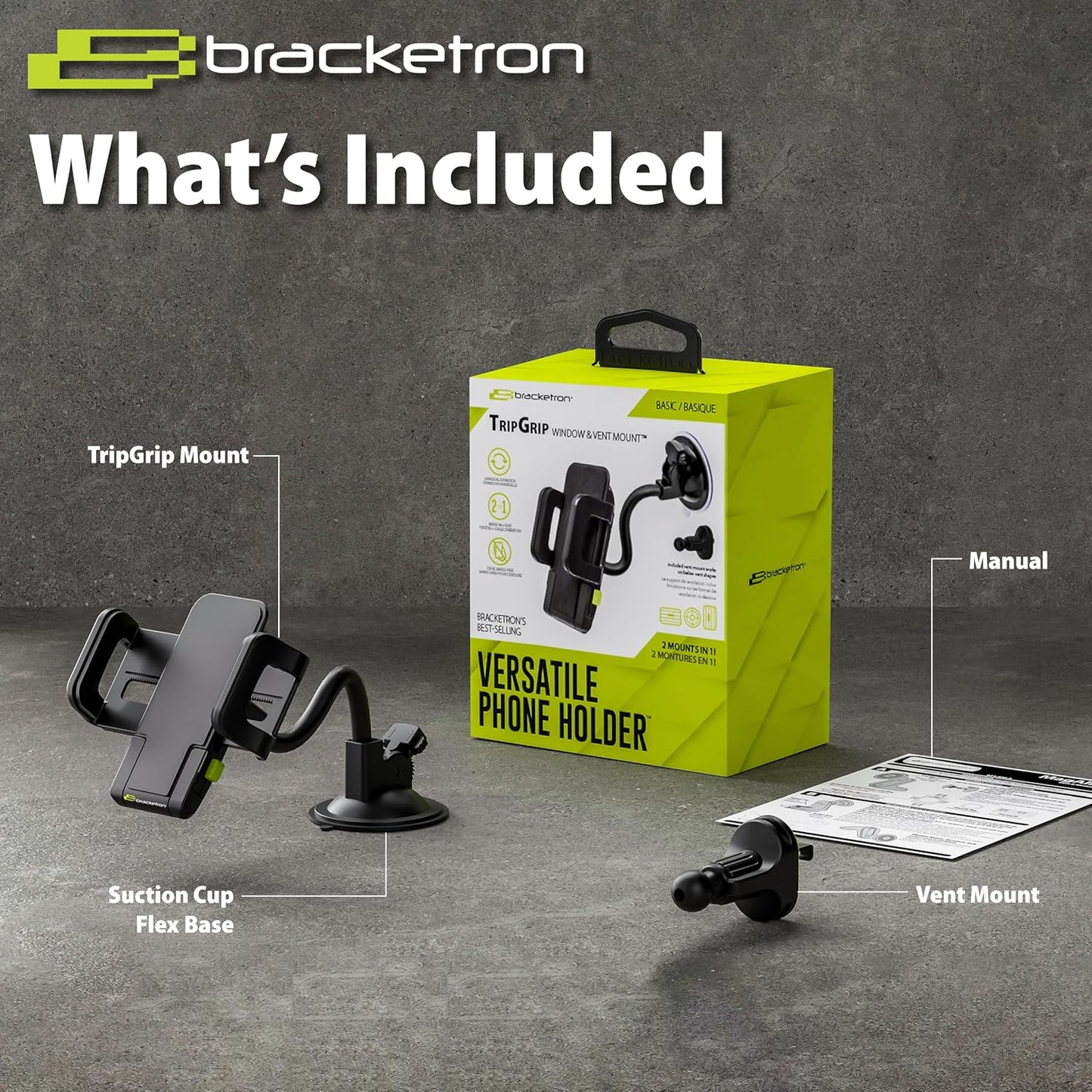Bracketron Versatile TripGrip Car Phone Mount