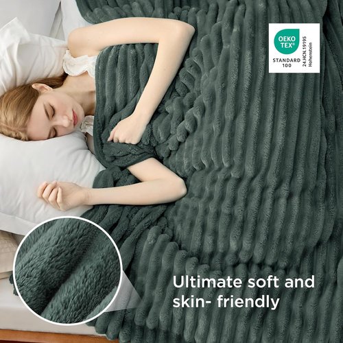Bedsure GentleSoft Fleece Blanket - Cozy Mallard Green Throw for Couch, 108x90 Inches