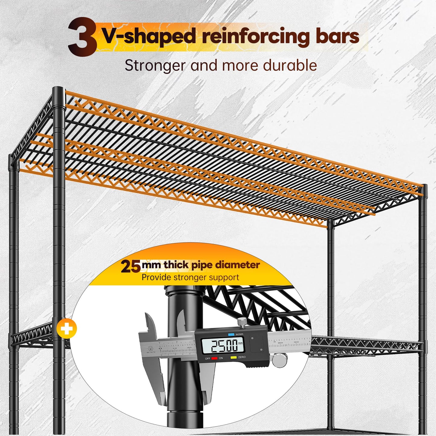 REIBII 55.5" W Storage Shelves 2560LBS Metal Shelving 4 Tier Wire Shelving Unit Garage Shelving Heavy Duty Metal Shelves for Storage Rack Commercial Adjustable Pantry Shelf, 55.5" W X 18''D X 55.5" H