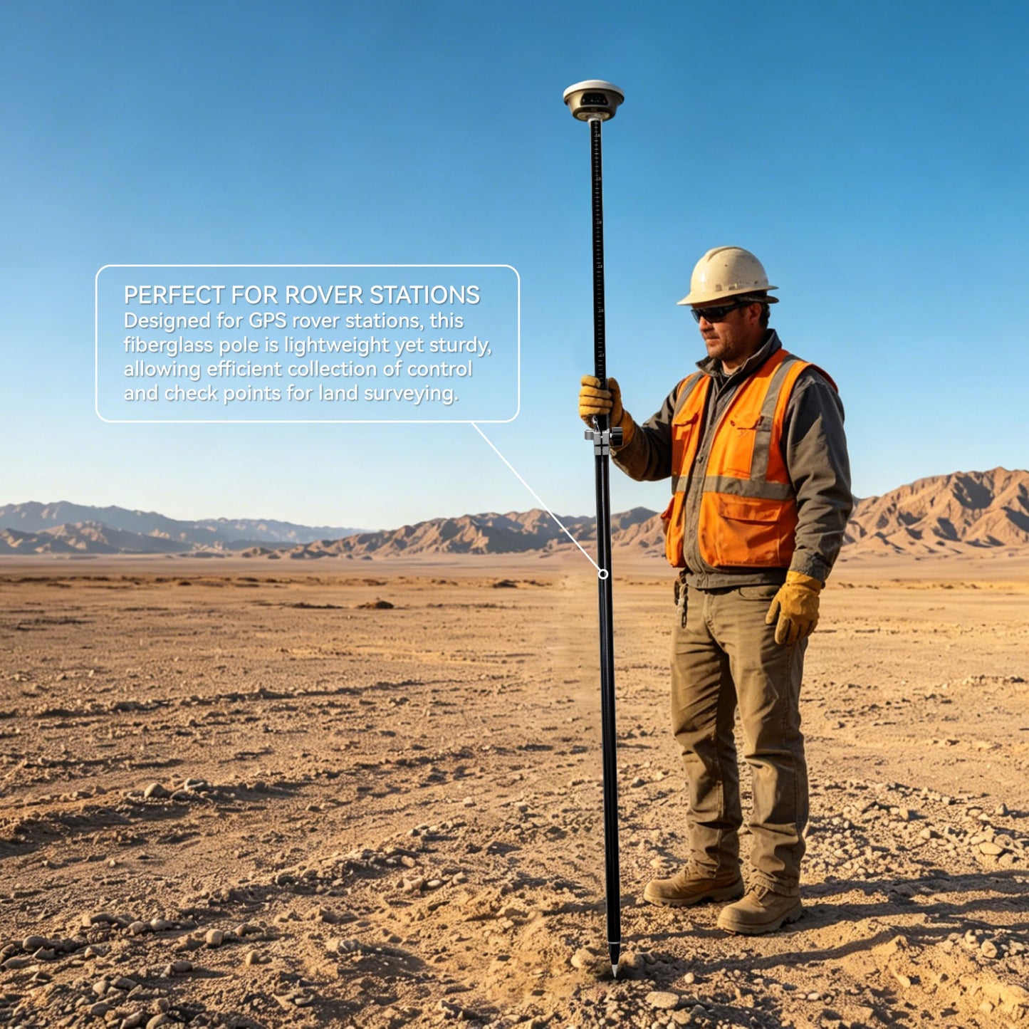 2.2 m / 7.22 ft Self-Locking Fiberglass GPS Survey Pole, GNSS Rover Rod Compatible with Trimble, 5/8″ Thread, 125–220 cm Adjustable, Twist-Lock, Lightweight Oxford Carry Bag for RTK Land Surveying