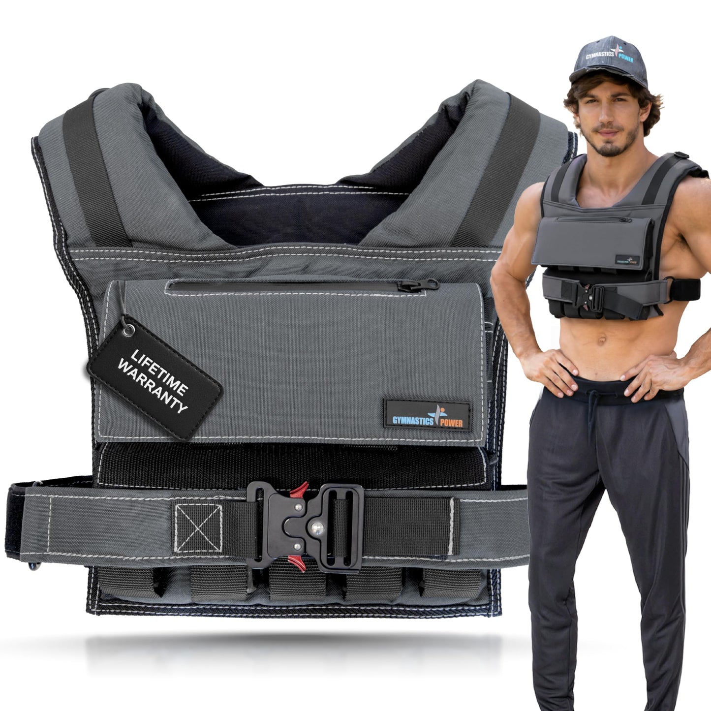 Gymnastics Power Weighted Vest Adjustable for Men and Women – Workout Weight Training Vest for Fitness, Running, Strength, Exercise & Cross Training