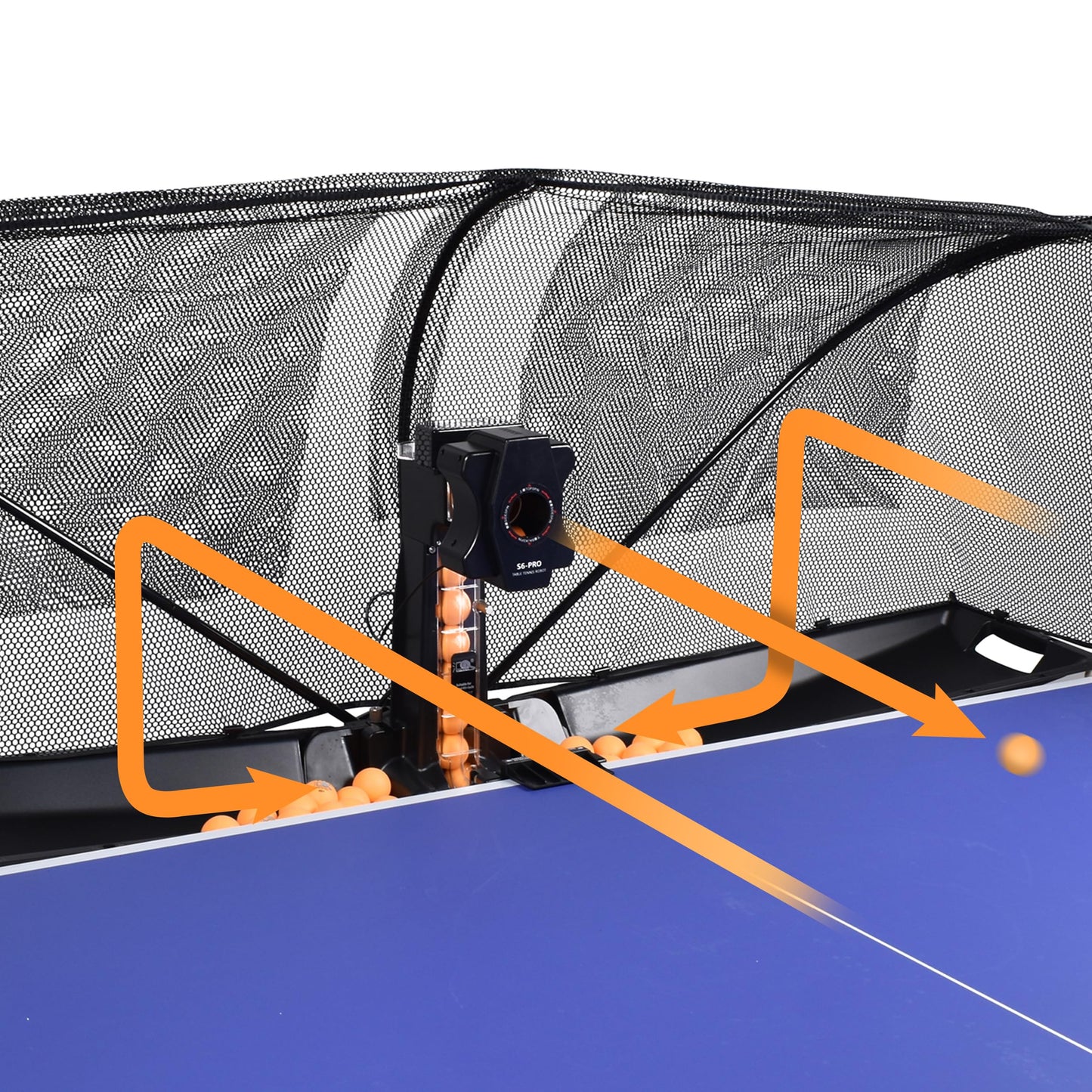 WAYMARK Table Tennis Robot Machine Ping Pong Robot with Net S6PRO Ping Pong Machine for Training Practice Come with 100 40mm+ Balls