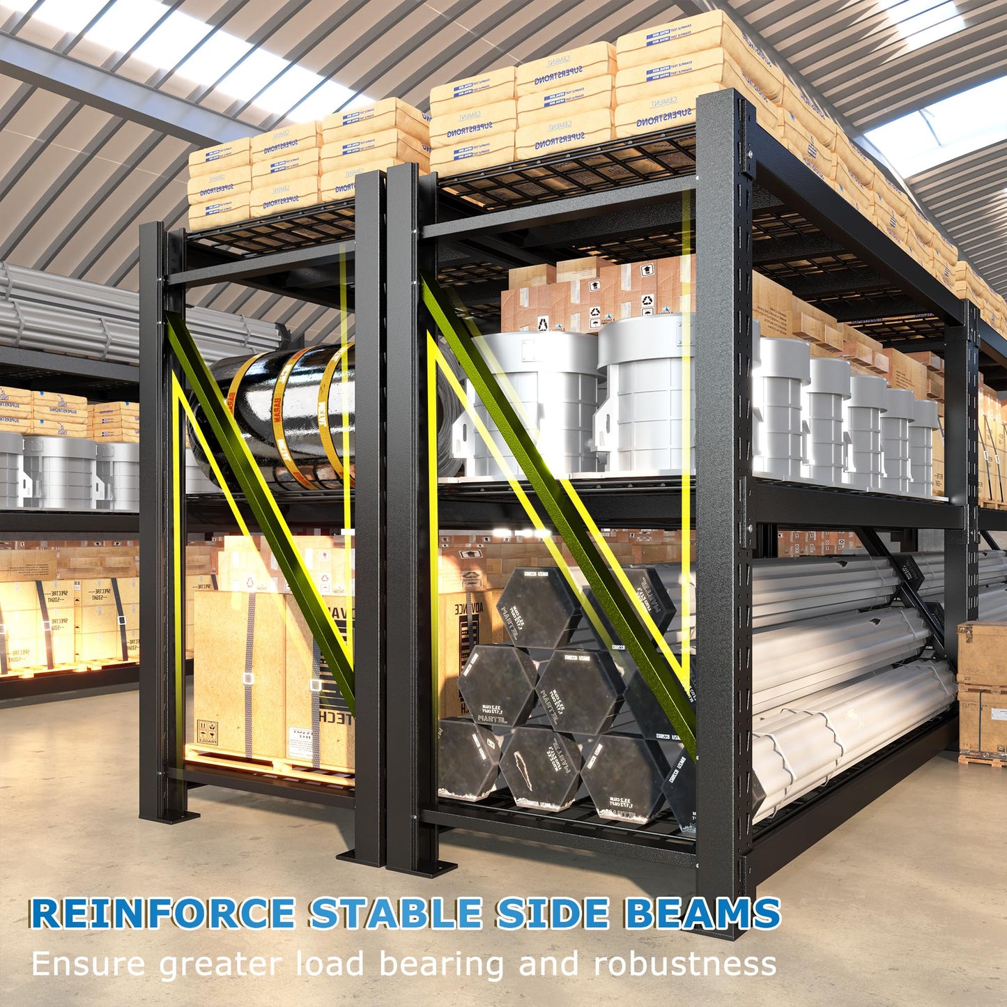 Bepatio 8250LBS Heavy Duty Garage Shelving,Storage Shelves Industrial Metal Shelving, 3-Tier Adjustable Shelves for Factory Warehouse Shop Storage Room 24" D × 60" W × 66" H, Black
