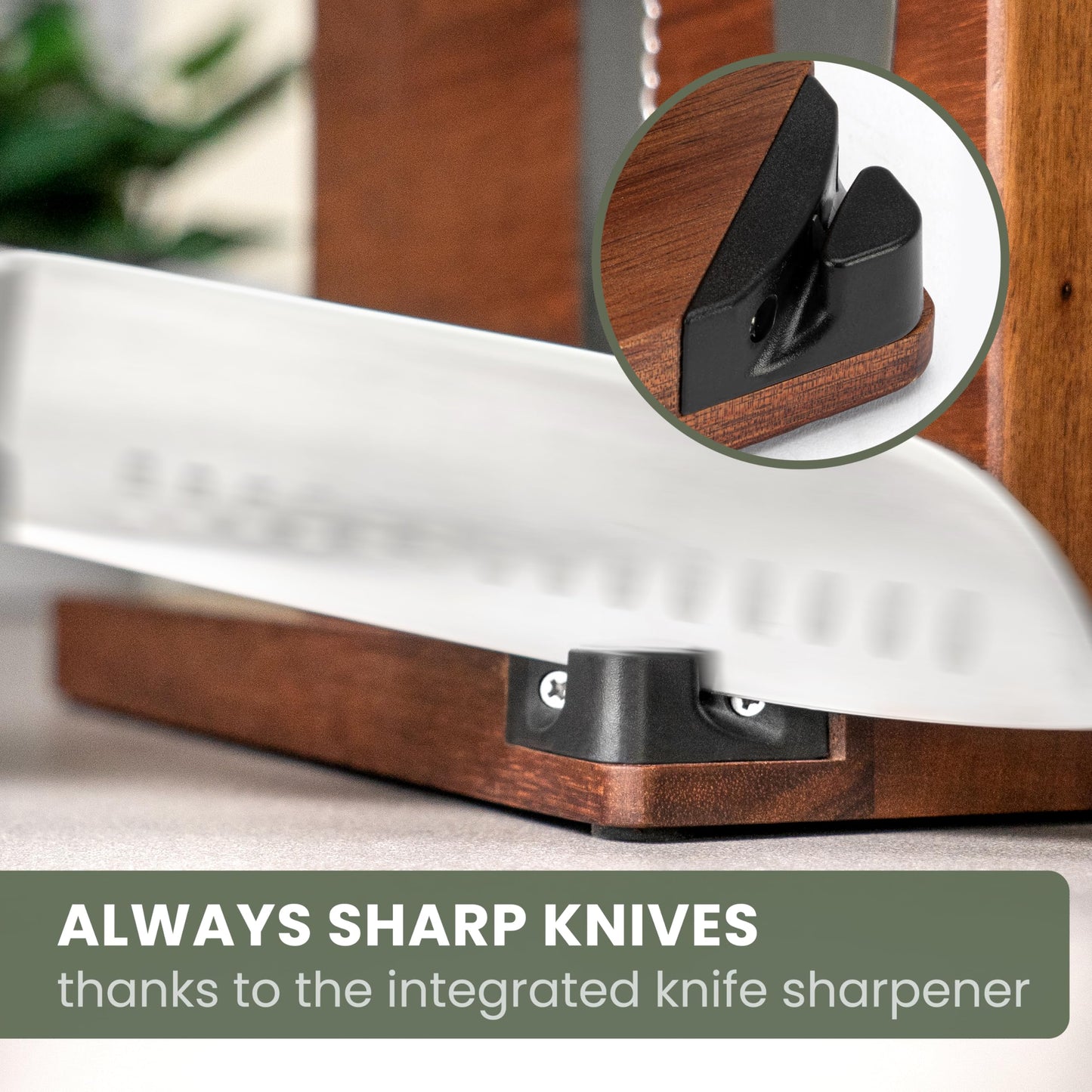 WALDWERK Extra Large Magnetic Knife Holder (16”) - Acacia Wood Knife Block Without Knives - Knife Holder - Magnetic Knife Block - Knife Storage - Knife Magnet Organizer for Countertop