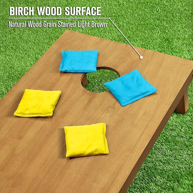 GoSports 4 ft x 2 ft Regulation Size Wooden Cornhole Boards Set - Includes Carrying Case - Full Regulation Size Bean Bag Toss Boards
