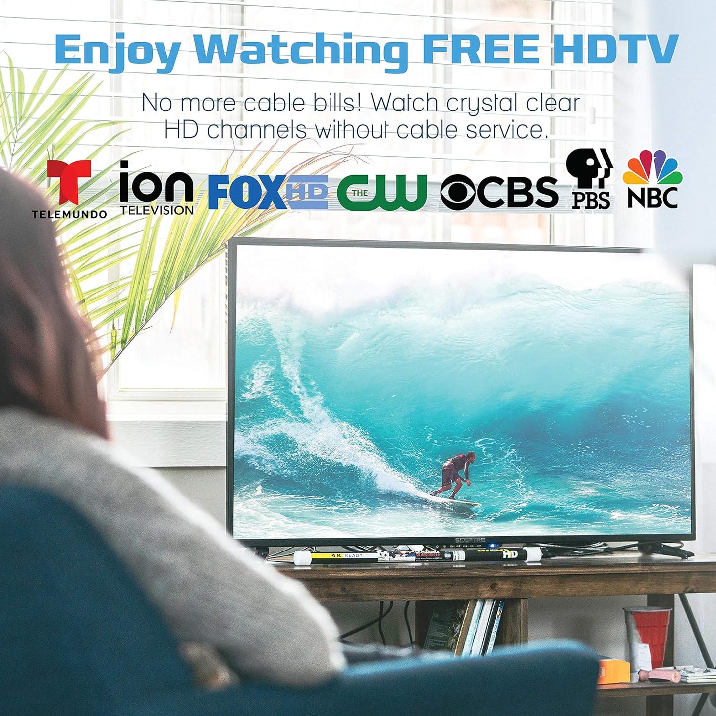 Magic Stick TV 80 20ft Antenna for Smart TV Indoor - Max HD Digital Outdoor Model Antenna for Local Channels, Signals