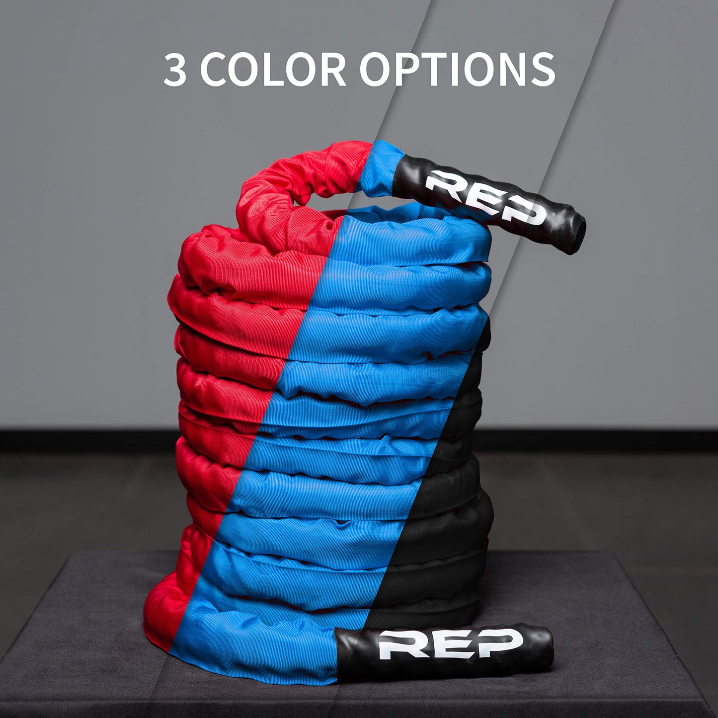 REP Battle Ropes - PolyDacron Battle Rope for Strength and Conditioning Workouts – 1.5" and 2" Diameter, 30ft, 40ft, 50ft Lengths with Optional Cover Sleeve (Red with Sleeve, 1.5 x 50 ft)
