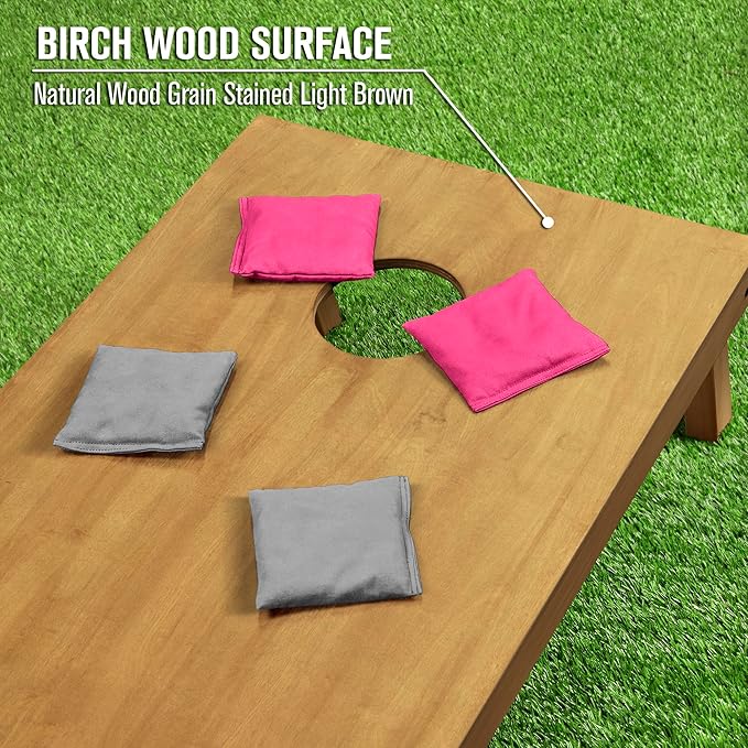 GoSports 4 ft x 2 ft Regulation Size Wooden Cornhole Boards Set - Includes Carrying Case - Full Regulation Size Bean Bag Toss Boards