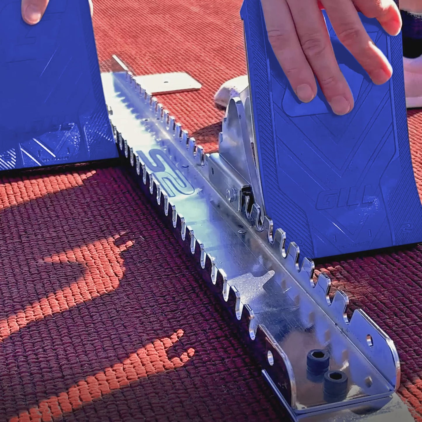 Gill Athletics S2 Starting Block 8" Tall Cast Aluminum Pedals - Designed for High Level Track & Field Competition - Pedals Feature Four Angle Adjustments - Includes 1⁄2” Pyramid Spikes - Royal Blue