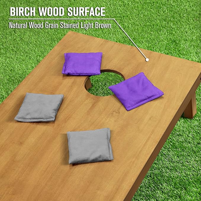 GoSports 4 ft x 2 ft Regulation Size Wooden Cornhole Boards Set - Includes Carrying Case - Full Regulation Size Bean Bag Toss Boards