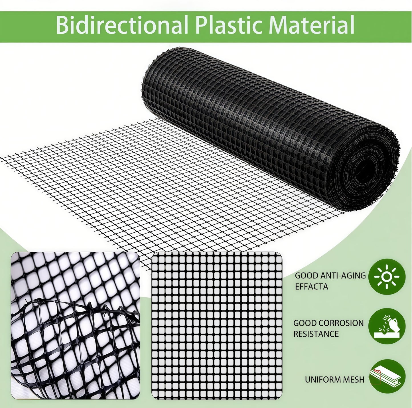 3ft x 164ft Wall Geogrid for Retaining Walls 2x2cm Grid Geocell Geogrid Polypropylene Stabilization Mesh, Driveway & Slope Reinforcement, Gravel Grid for Landscaping, Terraces, Parking Lots