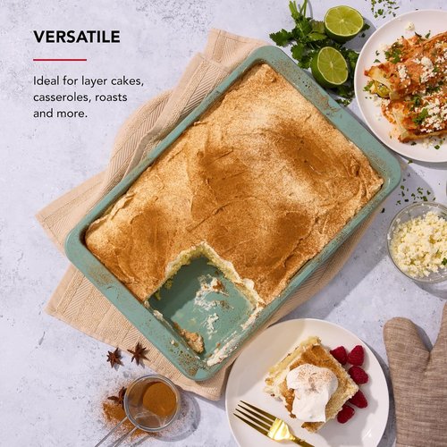 KitchenAid Nonstick Cake Pan - Swiss Engineered Aluminized Steel, Dishwasher Safe, 9 x 13 Inch, Cardamom