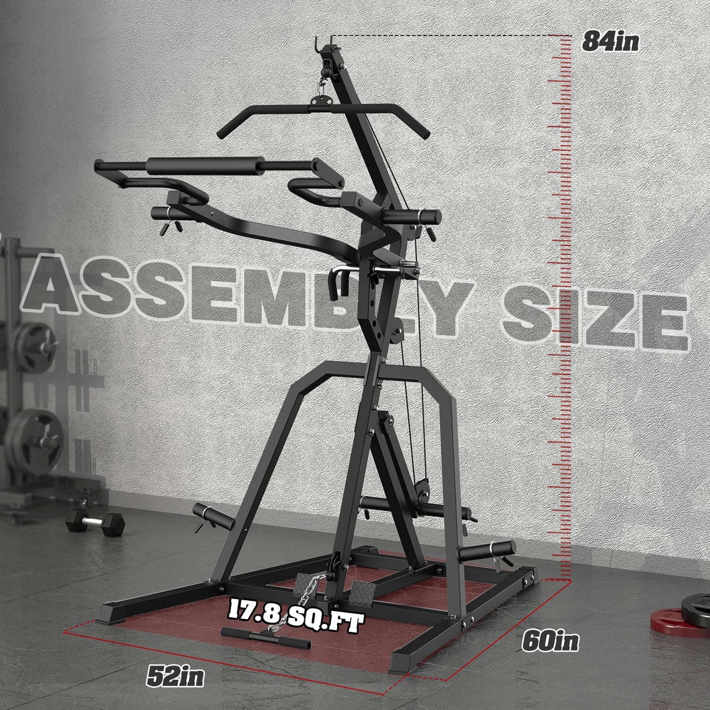 DONOW Leverage Gym Power Rack Squat Rack Lever Gym with LAT Low Row System Home Gym System Workout Station 2:1 Ratio (Without Weight Plates)