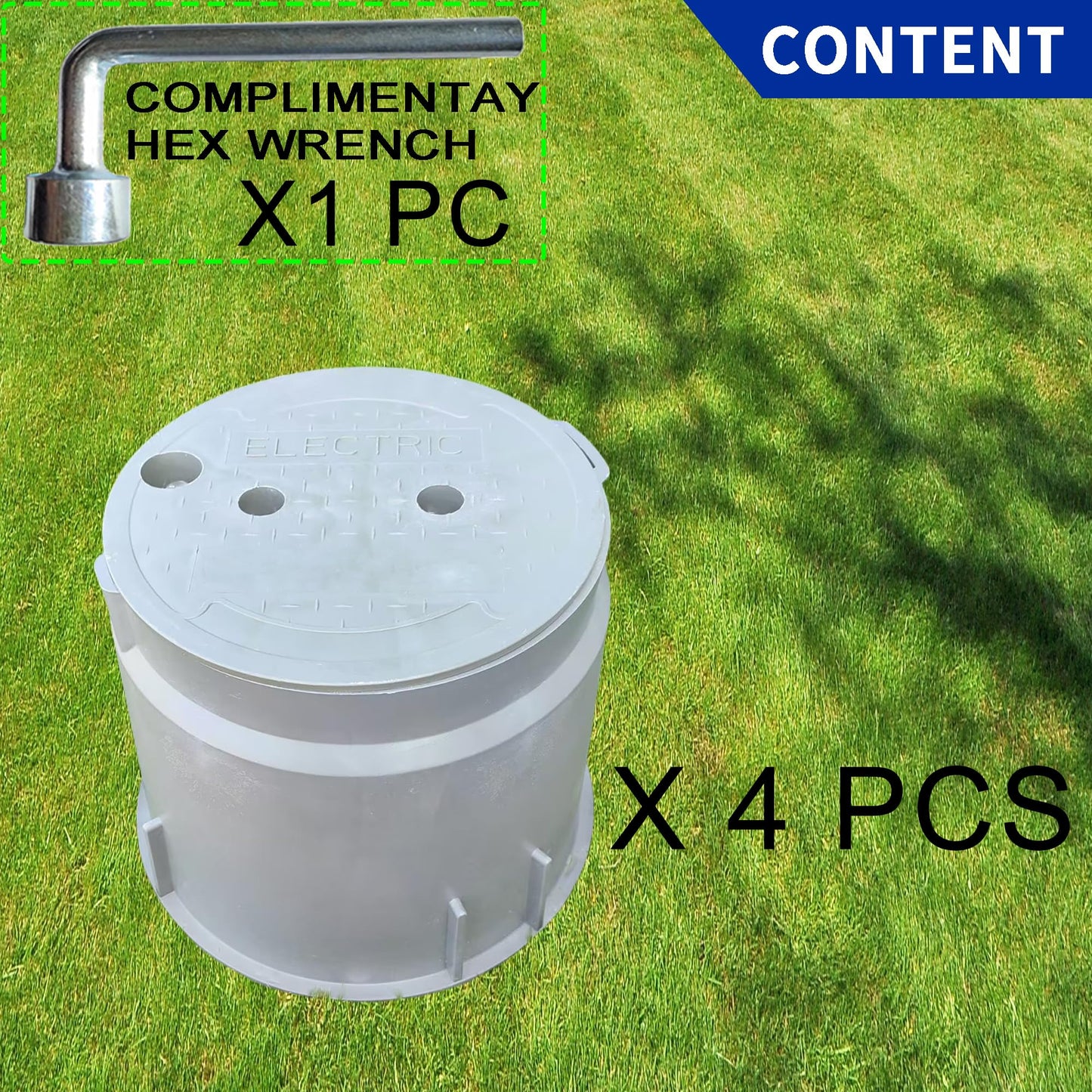 (Dia 10" * 4 Pack) Yariwiz 10 inch Underground Electrical Junction Box In Ground Inground Splice Pull Quazite Plastic Boxes
