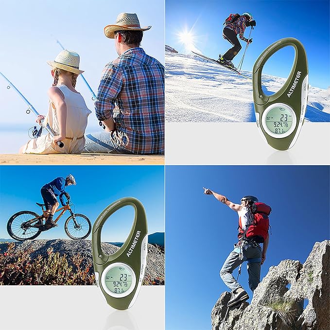 Digital Altimeter Portable Compass with Weather Forecast Multi Function Altimeter Barometer for Hiking, Camping, RVs and Outdoor Activities