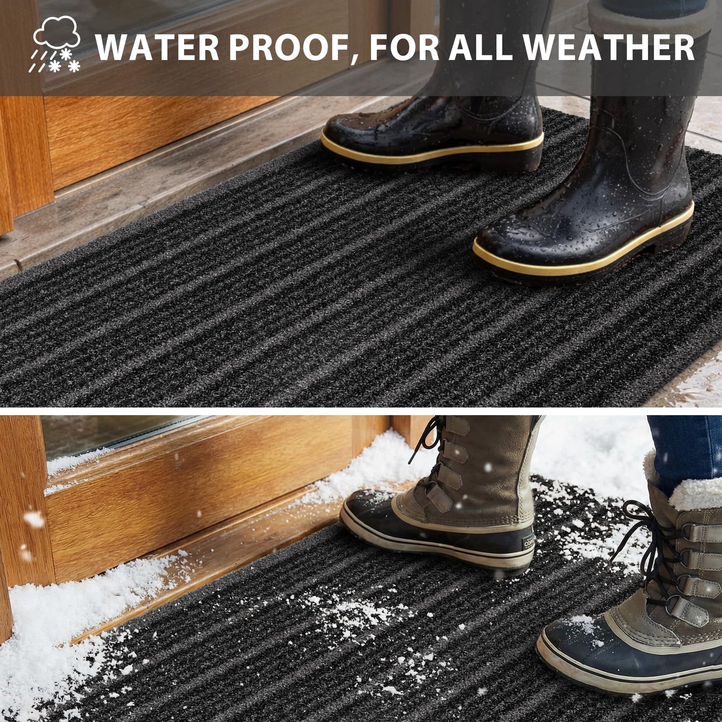 DOMUSTEX Outside Entrance Runner Rug 24" x 96", Dirt Trapping Outdoor Door Mat, Non Slip, Water Proof, Heavy Duty Commercial Rug for Patio, Garage, Traffic Area, Office, Roll Packing