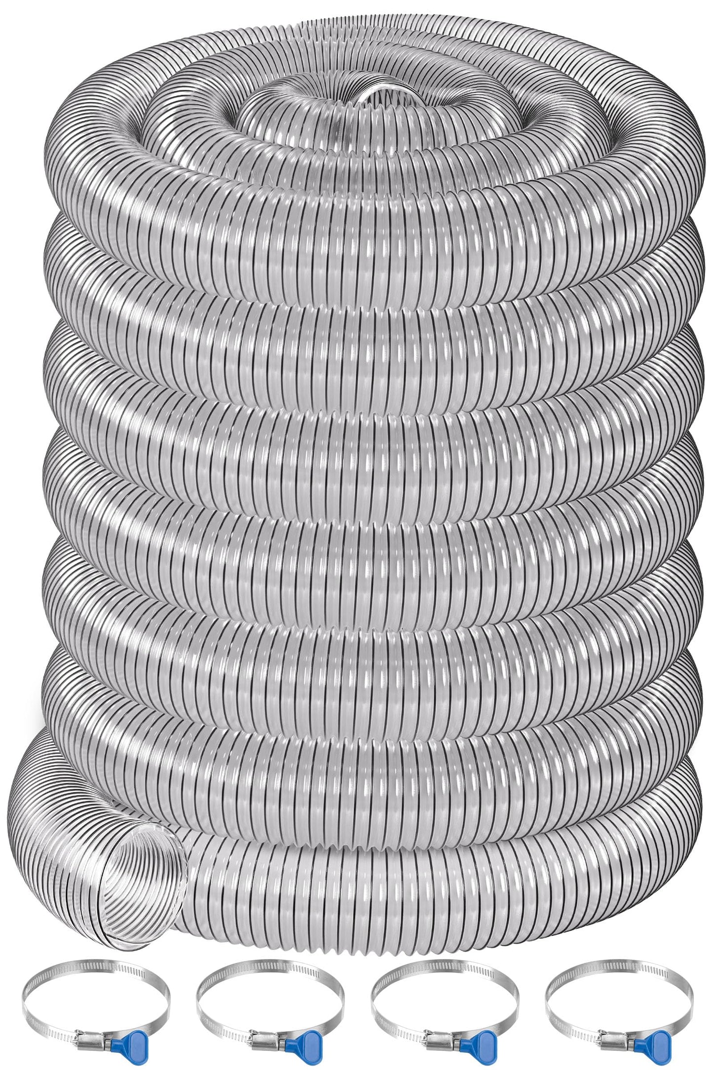4"x70'PVC Dust Collection Hose,4Inch Dust Collector Hose for Vacuum,Woodworking Dust Collection System,Puncture Resistant Clear Flex PVC Dust Collection Hose Fume Debris Dust Hose w/Carbon Steel Wire