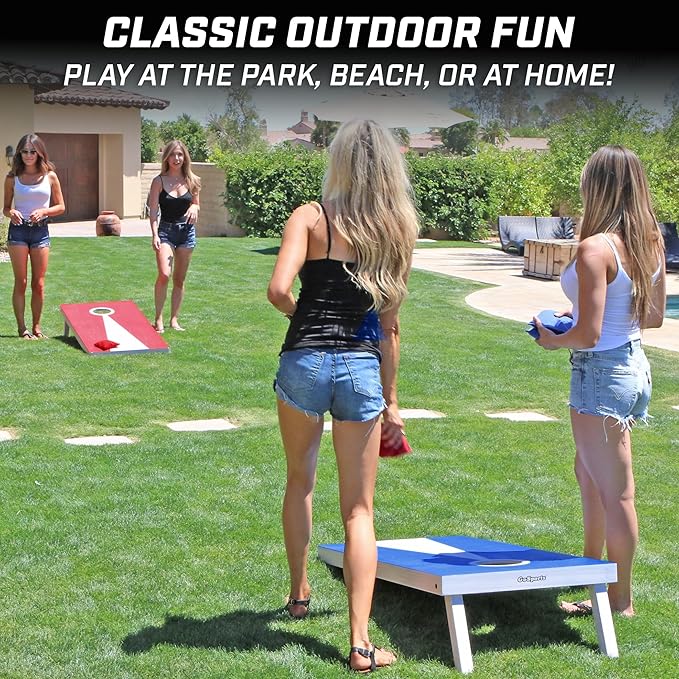 GoSports 4 x 2 ft Regulation Size Wood Cornhole Boards - 10 Vintage Wood Designs (Choose Your Style)