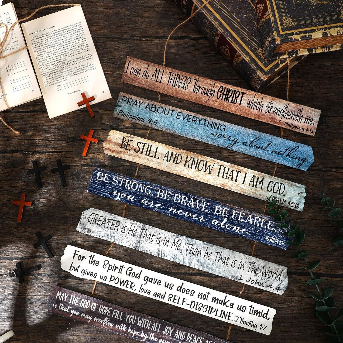 Yookeer Christian Wall Art - Inspirational Wooden Bible Verses for Office & Prayer Room Decor