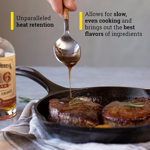 Lodge 8" Cast Iron Skillet - Chef Collection - Ergonomic Handles for Perfect Searing & Heat Retention