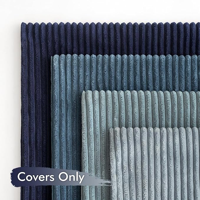 MIULEE Boho Farmhouse Throw Pillow Covers 20x20 Inch Set of 4 Western Neutral Decorative Cushion Covers Soft Modern Coastal Corduroy Spring Decor for Couch Bed Sofa Living Room Dark Blue Navy Series