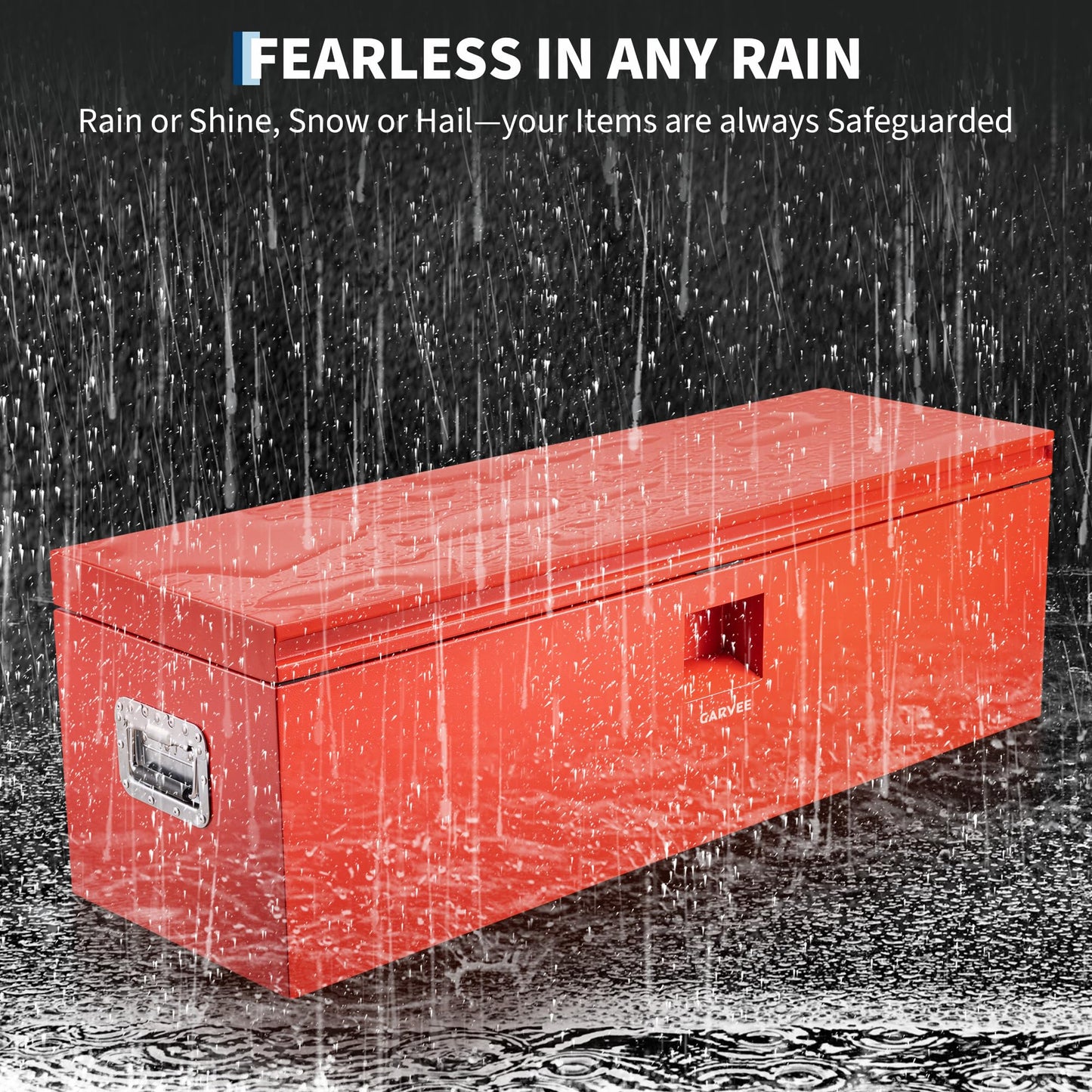 Garvee Steel Truck Tool Box Heavy Duty Truck Bed Toolbox w/Dual Lids, Lockable & Weatherproof, Fits for Pickup, Truck Bed, RV, Trailer