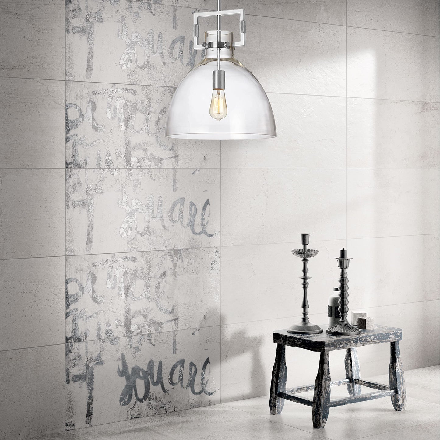 Dainolite LBY-141P-PC Clear Glass Pendant Light, Silver Finish