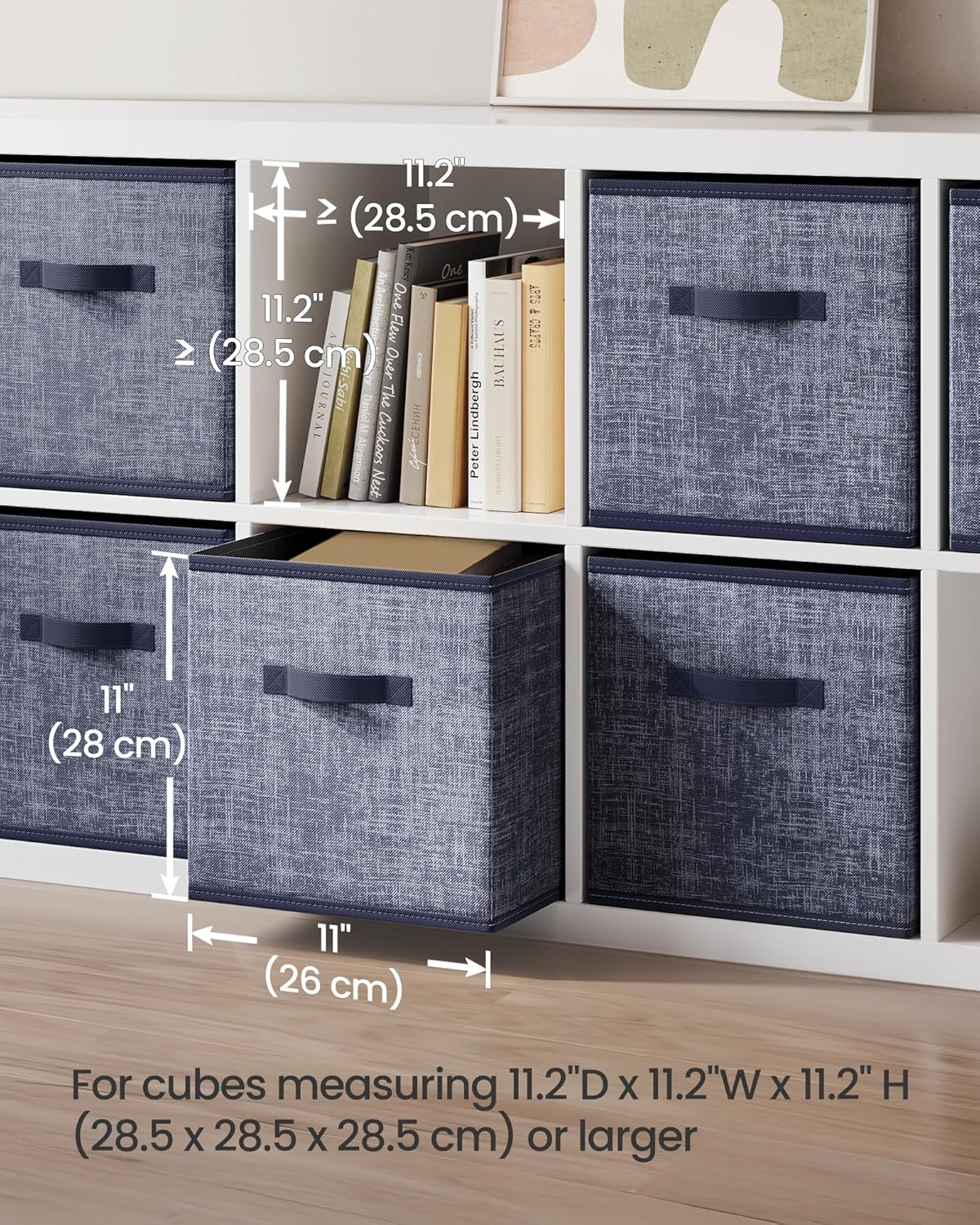 SONGMICS Storage Cubes - 11-Inch Foldable Non-Woven Fabric Bins with Double Handles | Set of 6 in Misty Blue