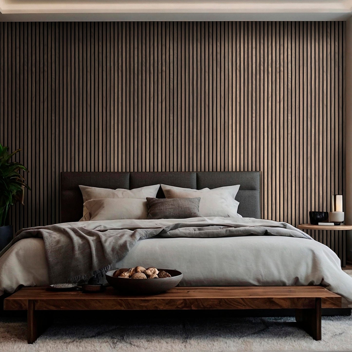MSI 4-Pack Acoustic Wood Slat Wall Panels for Interior Decor, 3D Fluted Sound Absorbing Wood Paneling for Accent Wall Ceiling Kitchen Living Room Bedroom, Eco-Friendly MDF - 9.5 in. x 94.5 in. - Tawny