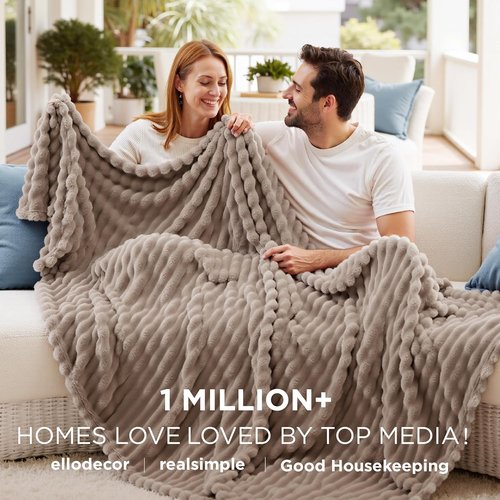 Bedsure GentleSoft Fleece Blanket - Cozy Light Brown Throw for Couch, 60x80 Inches