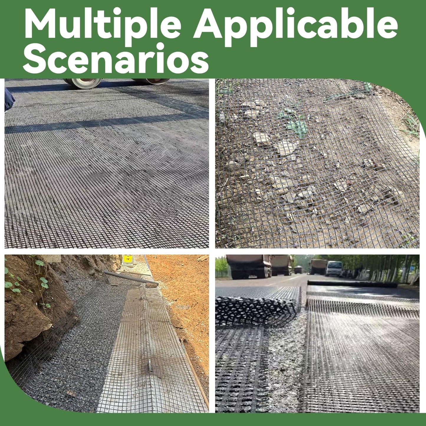 4ft x 100ft Fiberglass Geogrid for Retaining Walls, Bi-Directional 30kN Tensile Strength Geo Grid, 0.8" Mesh Soil Stabilization Fabric for Retaining Walls Up to 6 ft, Driveways & Ground Reinforcement