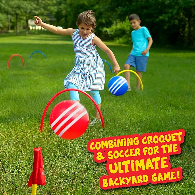 Franklin Sports Kick Croquet Game Set - Perfect for Kids and Adults - Combines Soccer and Croquet - Great for Outdoor Play