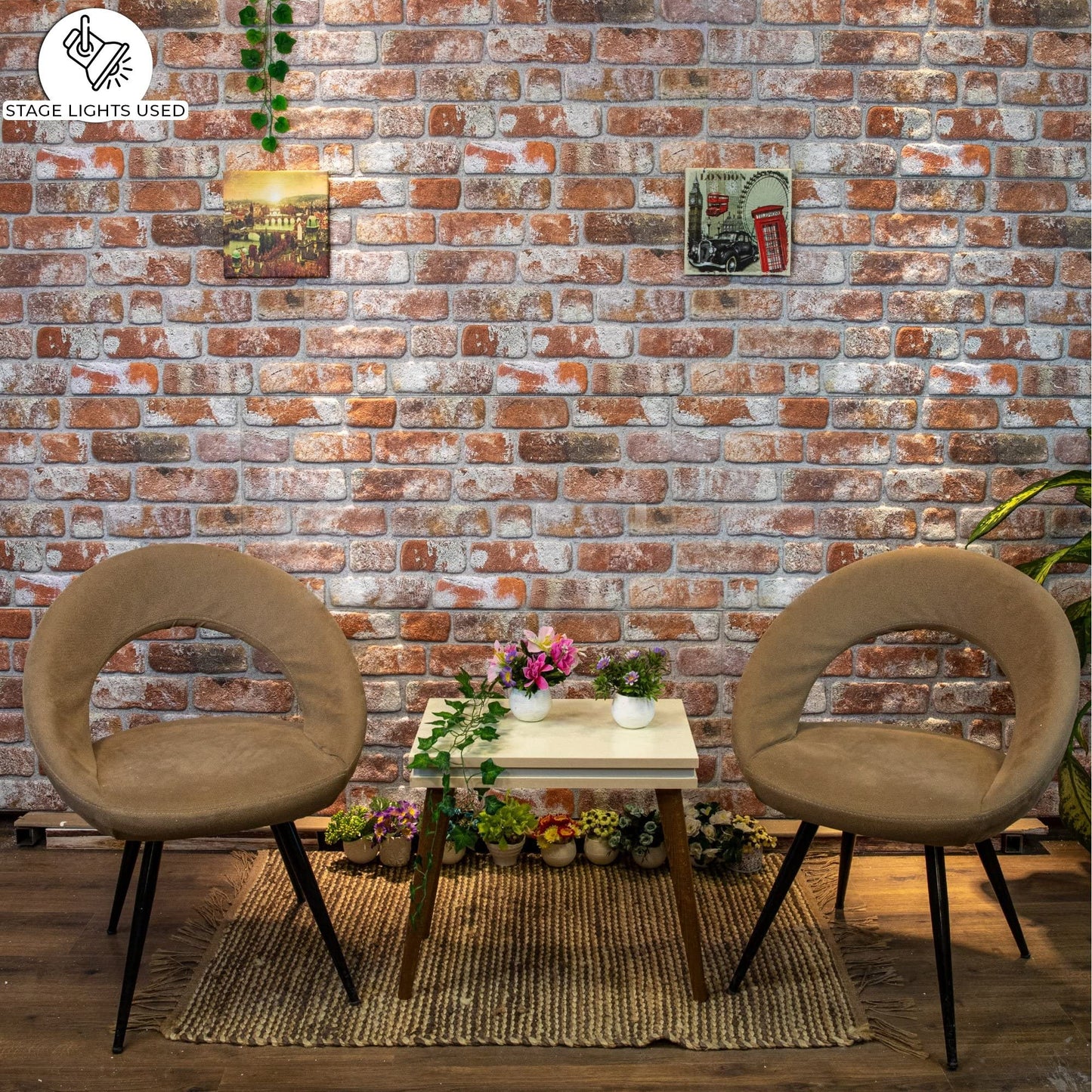 Dundee Deco 3D Wall Panels Faux Brick - Cladding, Red Grey Brown Stone Look Wall Paneling, Styrofoam Facing for Living Room, Kitchen, Bathroom, Balcony, Bedroom, Set of 5, Covers 27 sq ft